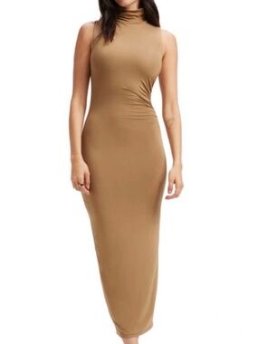 Good American Mock Neck Dress - Pecan